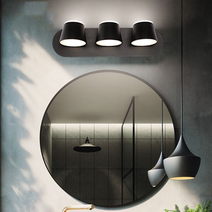 Arisha Moderne zylindrische Wandleuchte aus Metall mit Spiegelfront, Schwarz