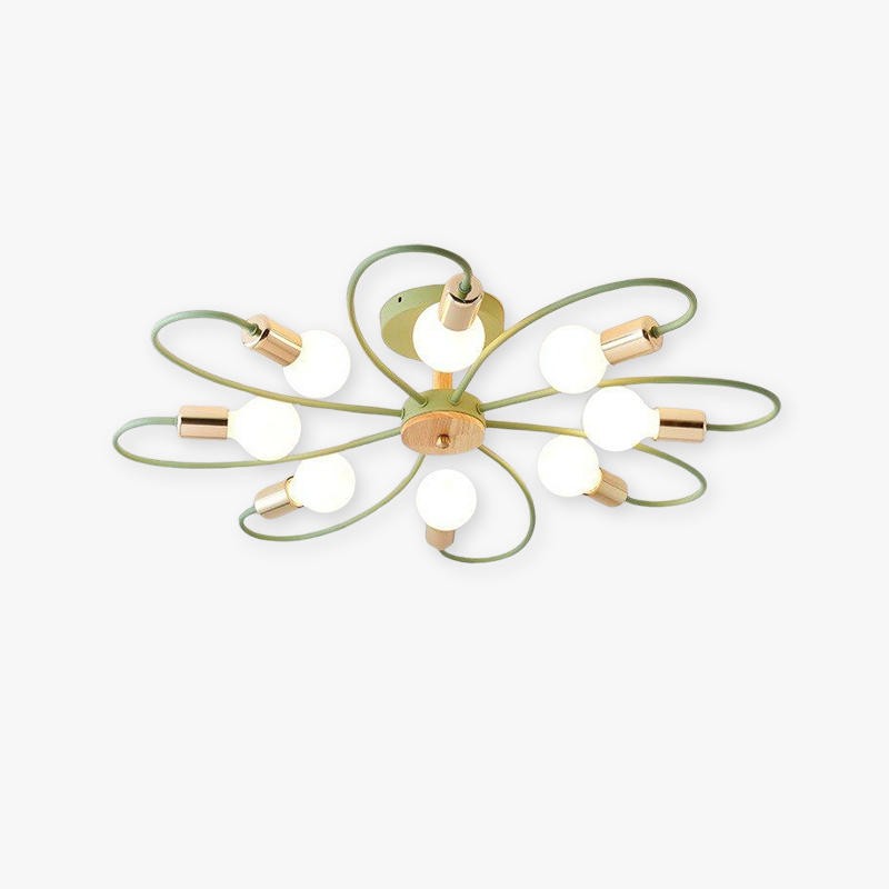 Arisha Plafonnier élégant en métal/verre, gris/vert