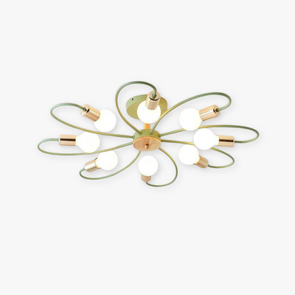 Arisha Plafonnier élégant en métal/verre, gris/vert