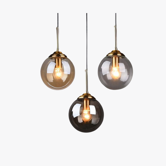Valentina design hanglamp van bubbelglas, rook/helder/amber