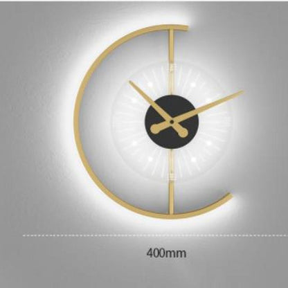 Arisha Horloge moderne en métal/applique murale LED, noir/doré
