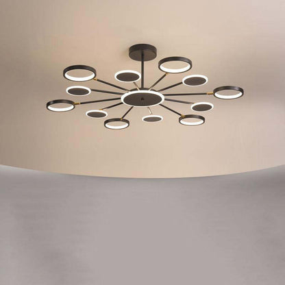 Arisha Modern Led Chandelier, Geometric, Black Dimmable