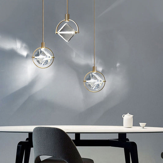 Kristy Modern Luxury Geometry metaal/kristal hanglamp, goud