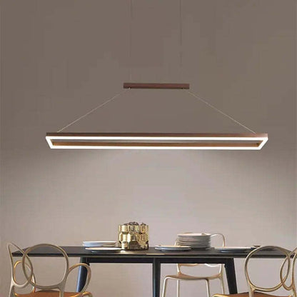 Gloen Modern Rectangular Hanging Pendant Light, Gold/Coffee