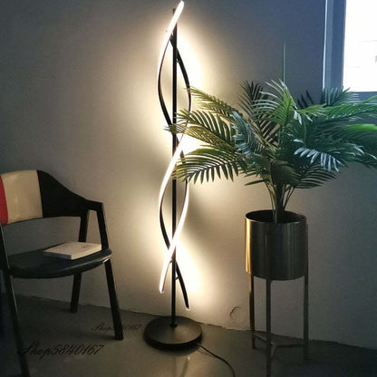 Mira Postmodern Linear Floor Lamp, Black/White