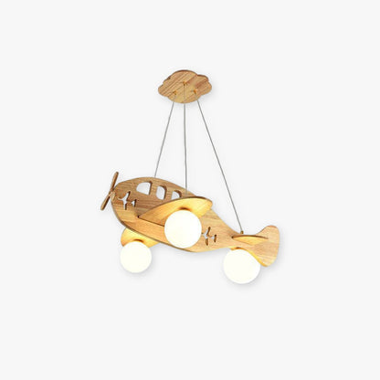Arisha Vintage Flugzeug-Pendelleuchte, Holz
