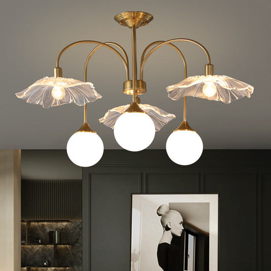 Lampadario LED Valentina Nordic in vetro dorato per soggiorno/sala da pranzo/camera da letto