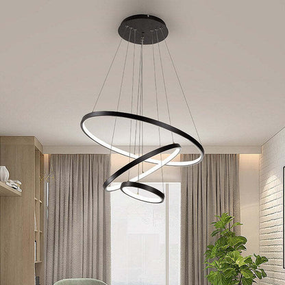 Aluna Pendant Light, Inner Ring Illuminated, White/Black/Gold