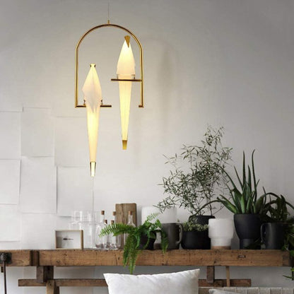 Arisha Modern Nordic Post Modern Bird Pendant Light, White/Clear