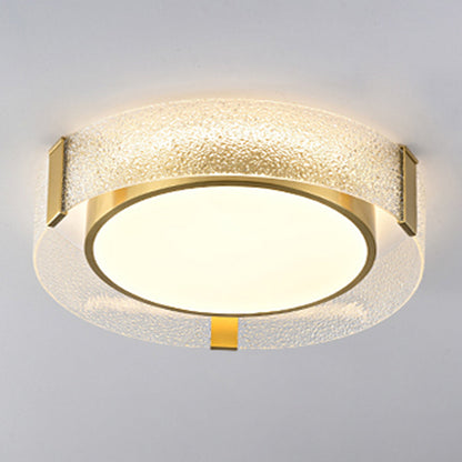 Arisha moderne runde Deckenleuchte aus Metall/Glas, goldfarben
