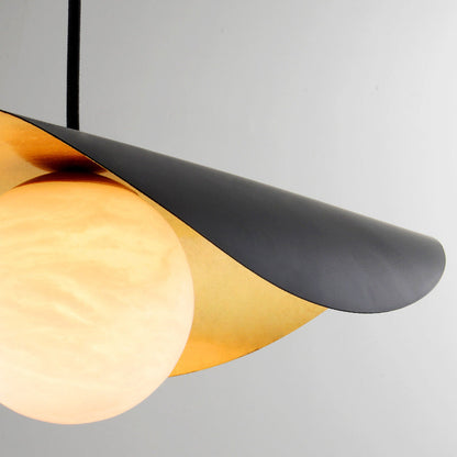 Arisha Lampe à suspension moderne minimaliste en métal/marbre, noir