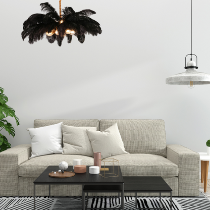 O'Moore Nordic Luxury Pendant Light, Brass/Feather