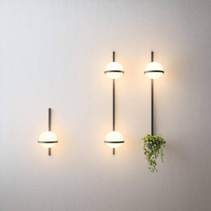 Ray Modern Globe Metal/ Solar Outdoor Wall Lamp Plant Pot, Black/White