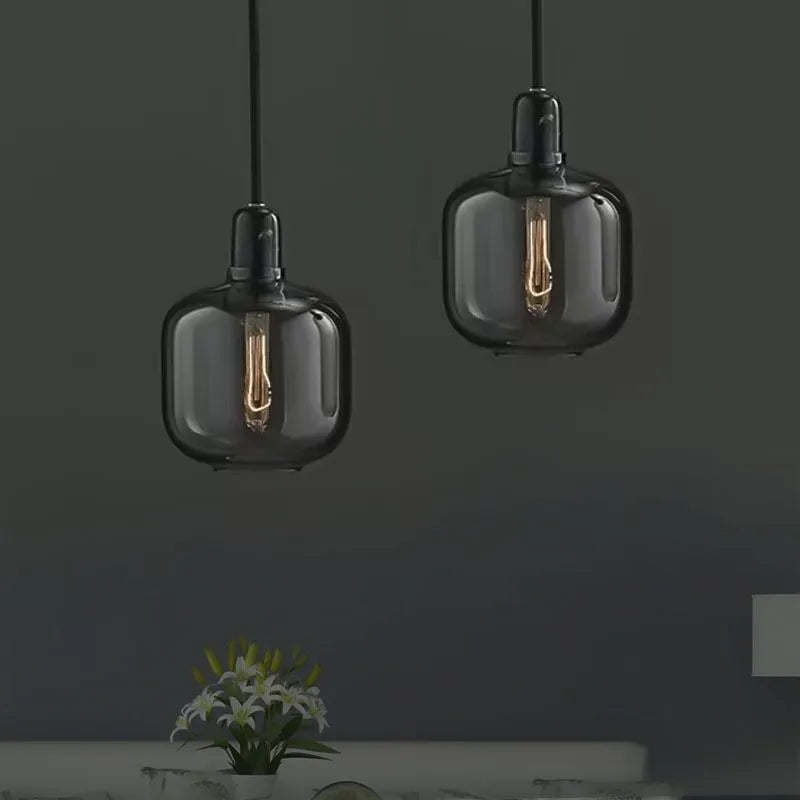 Valentina Designer Cylinder Pendant Light, Marble & Glass