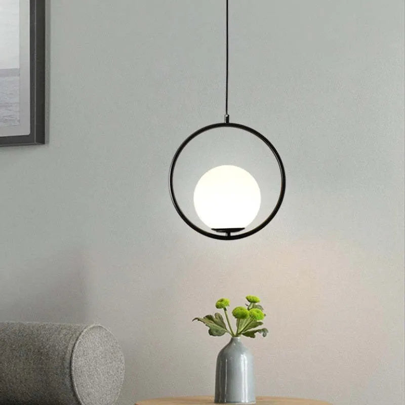 Arisha Modern Globe Metal/Glass Pendant Light, 3 Style