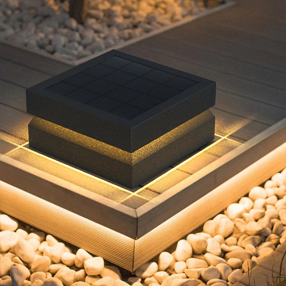 Axion Modern Concave Metal Black Outdoor Lamps, Solar
