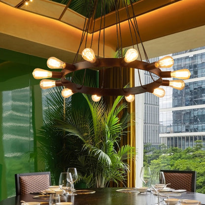 Lustre LED Vintage Silva en Métal Marron pour Salon/Bar