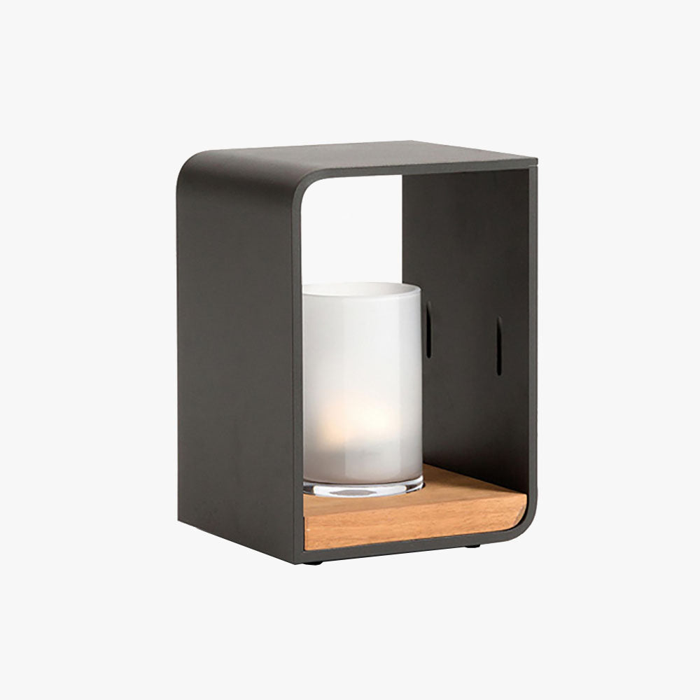 Ray Minimalistische Cuboid Candle Solar-Außenstehleuchte Schwarz