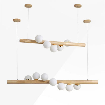 Valentina Glass Bubble Pendant Light Wood/Walnut