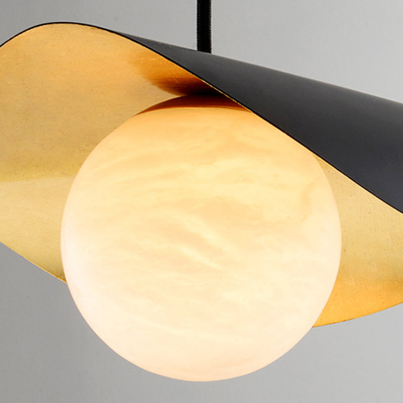 Arisha Lampe à suspension moderne minimaliste en métal/marbre, noir