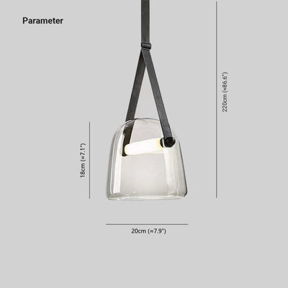 Valentina Modern Nordic Leather/Glass Pendant Light, Grey/White