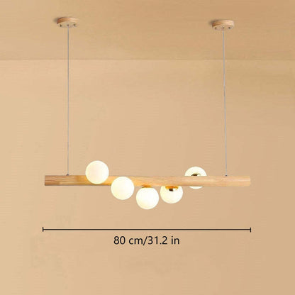 Valentina Glass Bubble Pendant Light Wood/Walnut