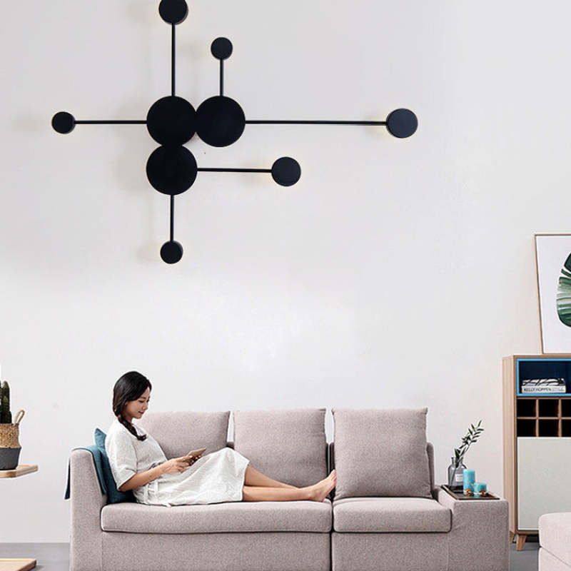 Arisha Modern Nordic Chessboard Metal Wall Lamp, Black