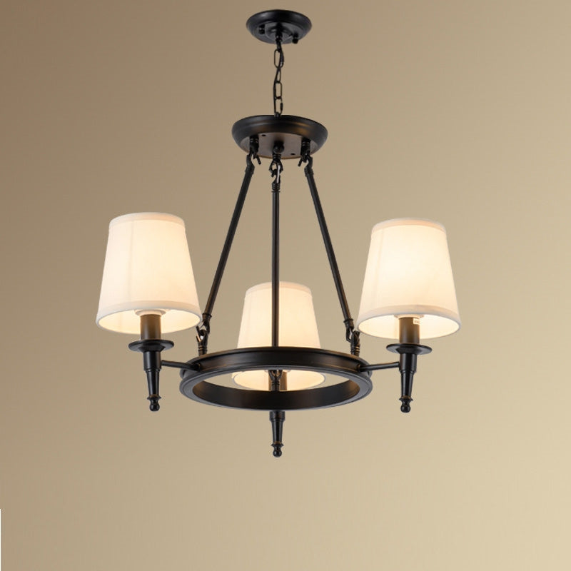 Lustre Silva vintage en métal et tissu, Noir/Cuivre