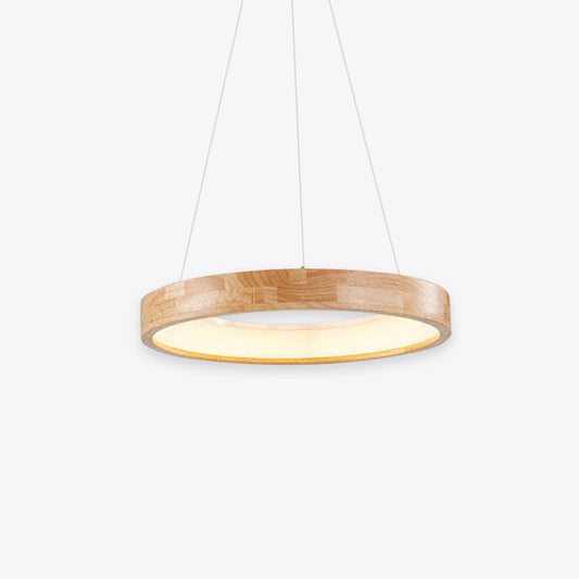 Muto Modern Ring Wood Pendant Light