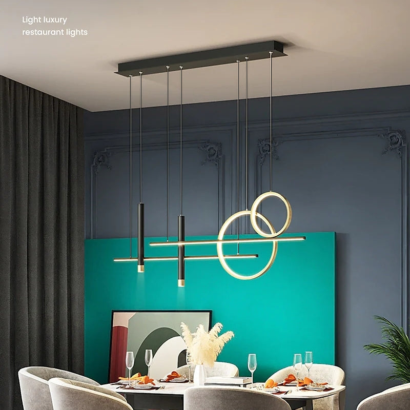 Arisha Modern Pendant Light LED, Double Circle, Gold/Black