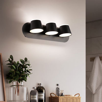 Arisha Moderne zylindrische Wandleuchte aus Metall mit Spiegelfront, Schwarz