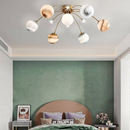 Aria Modern Planet Flush Mount Ceiling Light, Living Room