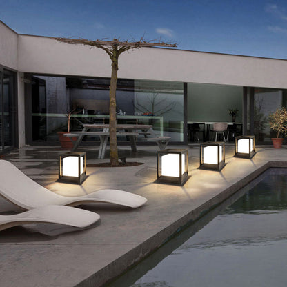 Ray Modern Rectangular Metal Outdoor Lamps, Black