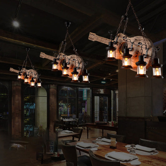 Epoch Retro-hanglamp voor gitaar, metaal en hout, 4 lampen