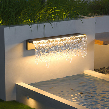 Ray Modern Minimalist Water Texture Metal/ Solar Waterproof Outdoor Wall Lamp, Black