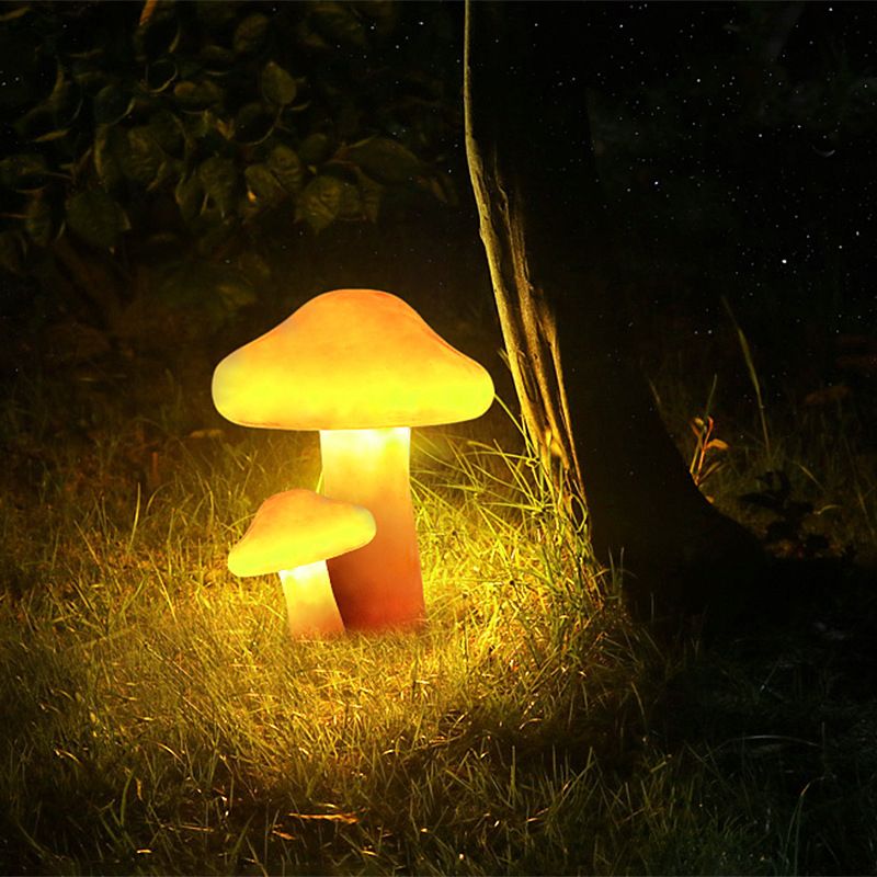 Lampe de sol d'extérieur Ray Mushroom, câblée/solaire, orange