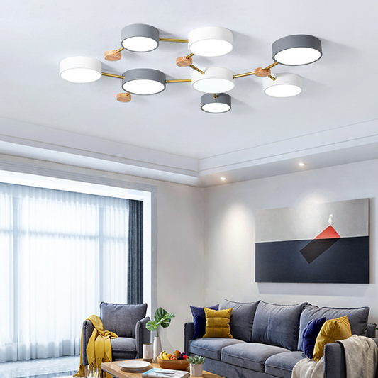 Arisha Modern LED Ceiling Light Log Living Room Bedroom White Grey