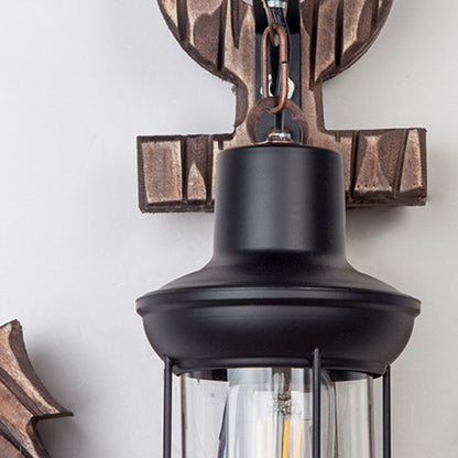 Epoch Anchor Lantern Wall Lamp, Vintage/Antique, Wood, Bedroom