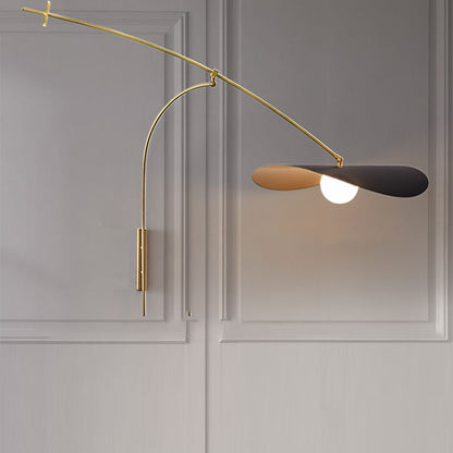 Arisha Arc Wall Lamp, Metal/Glass, Black/Gold, Bedroom