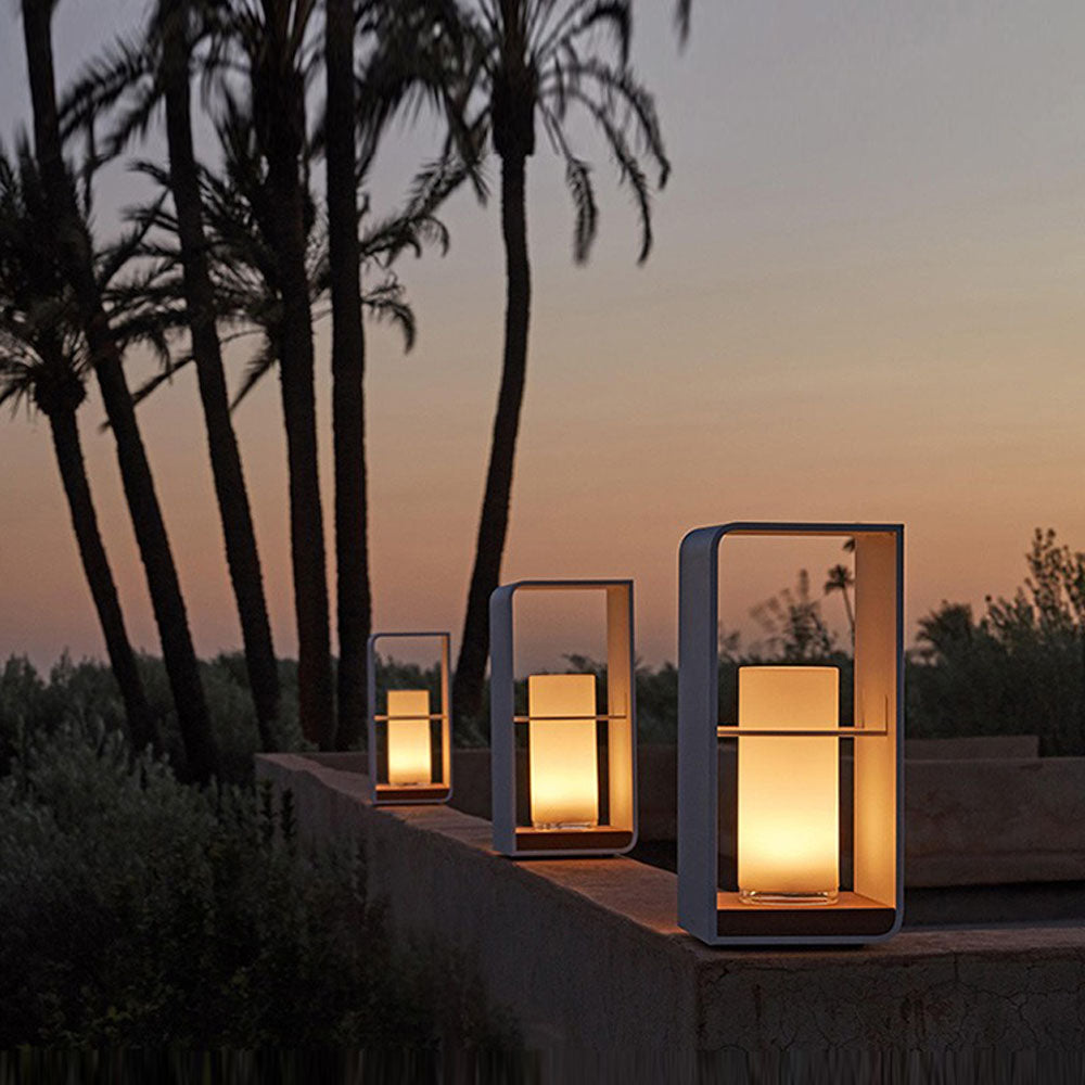 Ray Minimalistische Cuboid Candle Solar-Außenstehleuchte Schwarz