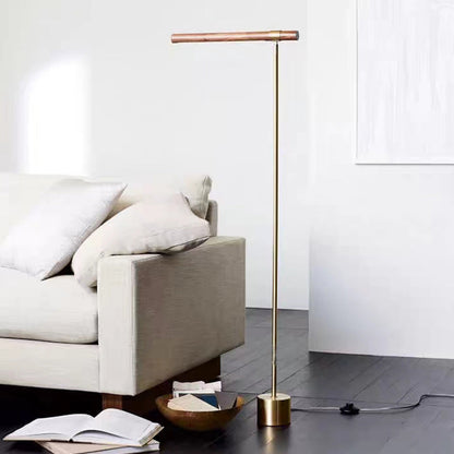 Edge Floor Lamp Linear Minimalist, Metal/Wood, Gold, Living Room