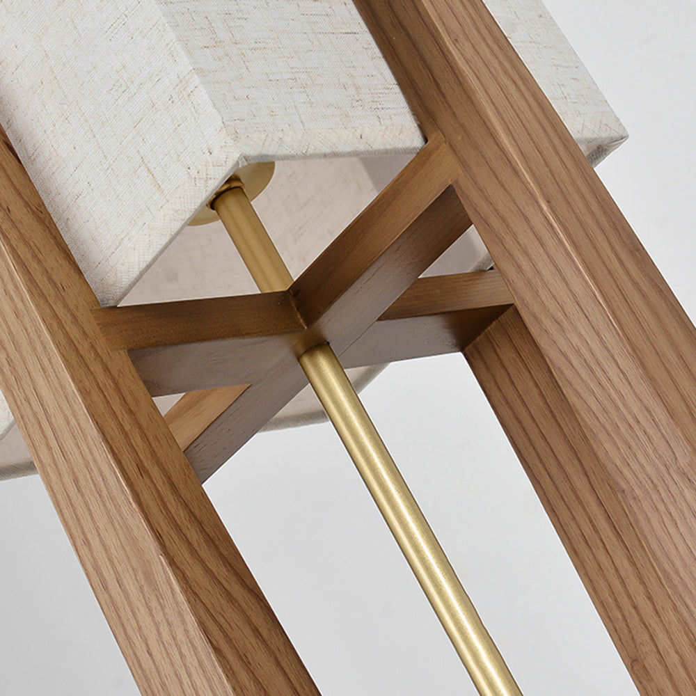 Natürliche rechteckige Stehlampe aus Holz/Stoff von Ozawa