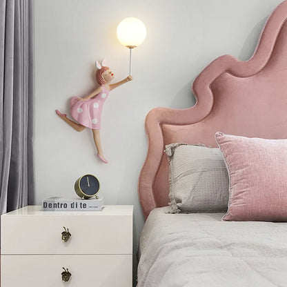 Arisha Modern Balloon/Girl Shape Pink Wall Lamp