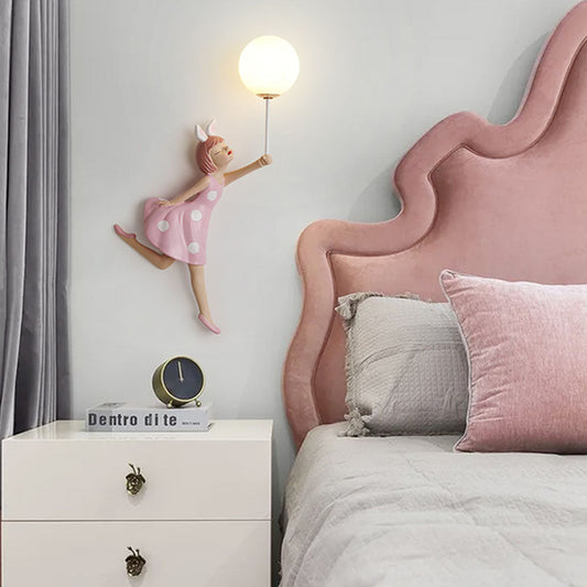Arisha Modern Balloon/Girl Shape Pink Wall Lamp