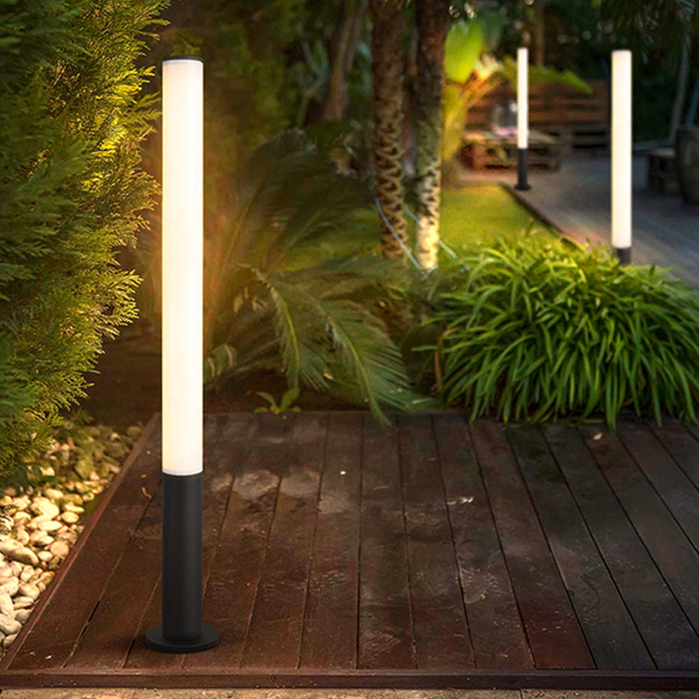 Ray Minimalist Cylindrical Outdoor Ground Ligh, Black