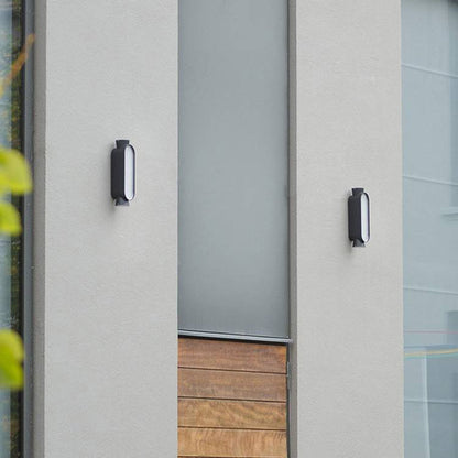 Ray Minimalist Up/Down Outdoor Wall Lamp, Black/White