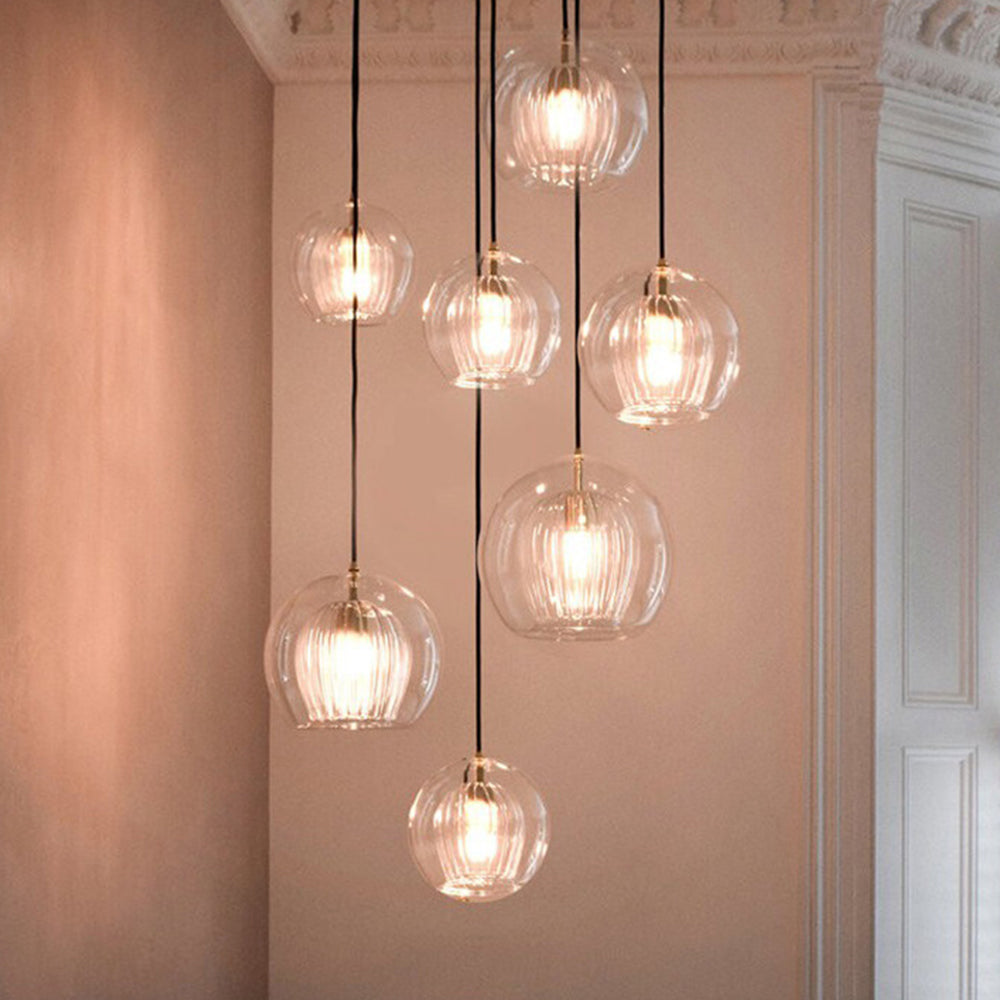 Suspension June en verre soufflé, coloris clair et ambre