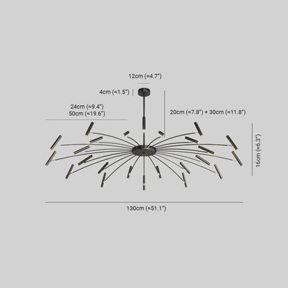 Arisha Modern Blown Linear Metal Multi-heads Chandelier
