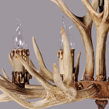 Silva Retro Deer Antlers Candle light Horn Resin Chandelier