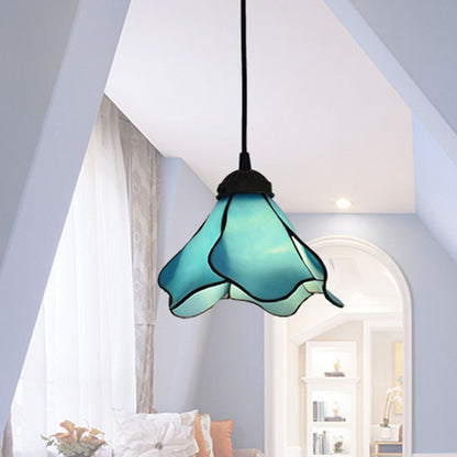 Arisha Flower Glass Pendant Light, Blue/Pink, 1/3 Heads